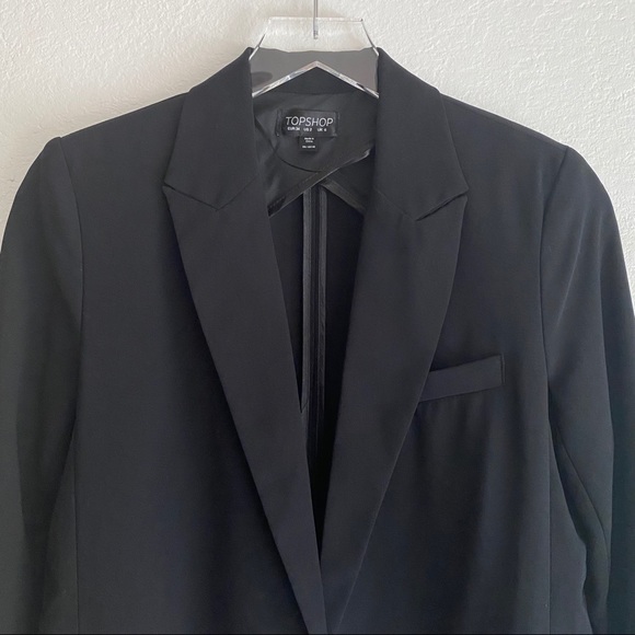TOPSHOP black open lapel blazer SZ 2 - Picture 6 of 12